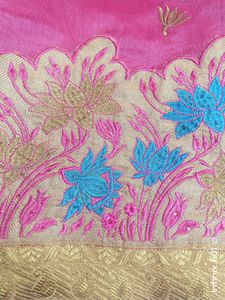 Tissue Cotton With Embroidery Work Saree