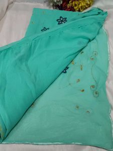 Elegant Teal Saree with blouse