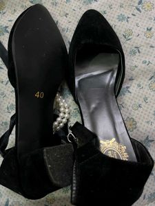 black pearl block heels
