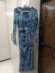 Blue Floral Wrap Dress