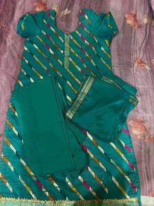 Teal Kurta Set with Striped Design