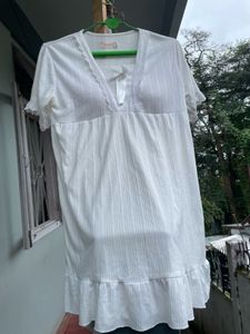 Cozy White Nightgown with Ruffles