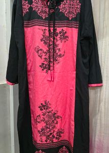 Stylish Black & Pink Floral Kurta
