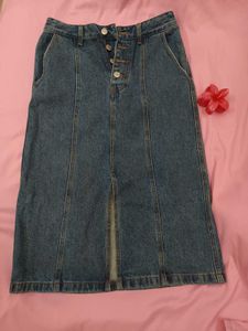 Classic Denim Midi Skirt