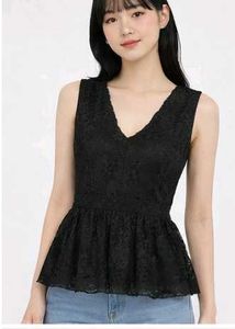 Korean black net top