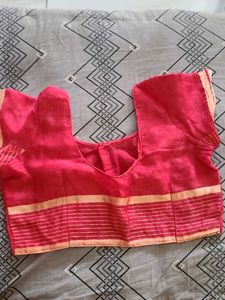 Pink &amp; Red Tie-Dye Saree