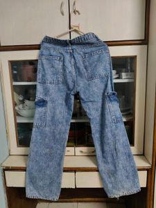 Trendy Acid Wash Cargo Jeans