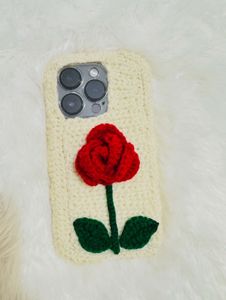 Crocheted Phone Case with Rose Design