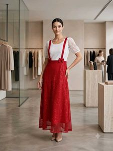 BRAND NEW Fully Embroidered Red & White Dress
