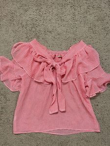 Red Gingham Tie-Front Top