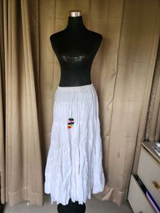 Boho Tiered White Cotton Skirt