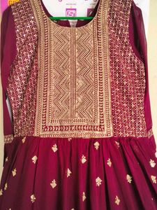 Elegant Burgundy Tiered Gown