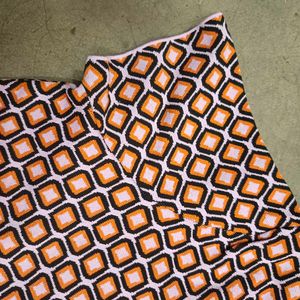 Retro Geometric Print Button-Up Top