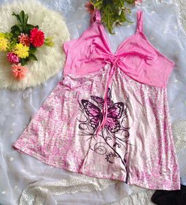 Pink Butterfly Print Dress