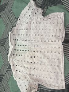 Chic White Eyelet Button-Up Shirt