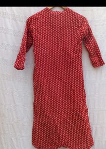 Red Printed Cotton Kurta