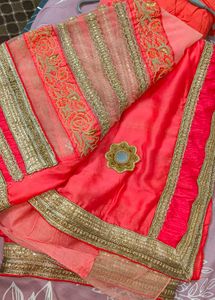 Beautiful Pink Saree with Embroidery
