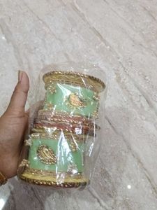 Bridal Chura Set - Mint Green &amp; Gold