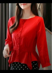 Chic Red Peplum Blouse