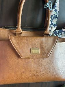 Chic Brown Faux Leather Laptop Bag
