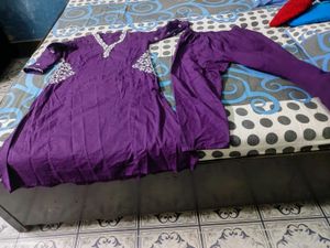 Purple Embroidered Kurta Set