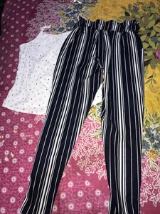 Cute White Tank Top Ad Pants Set