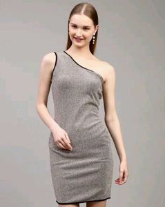 Shein Party One Shoulder Shimmer Bodycon Dress🤎