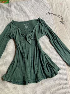 AE Soft &amp; Sexy Green Tie Front Top