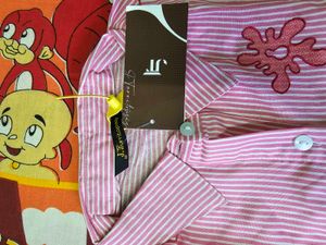 ✨ NEW WITH TAG | PINK STRIPED EMBROIDERED SHIRT ✨