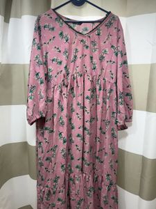 Pink Floral Maxi Dress || Size : XL ||