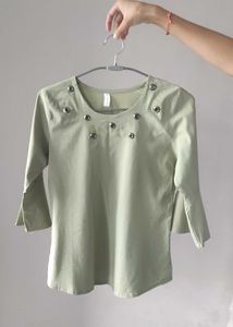 Chic Eyelet Detail Bell Sleeve Top