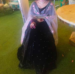 Elegant Black Lehenga Set with Dupatta