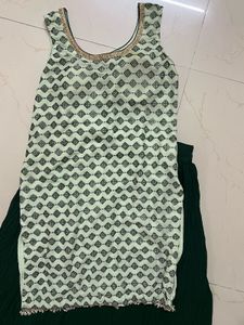 Elegant Green Kurta Set with heavy lengha and Dupa