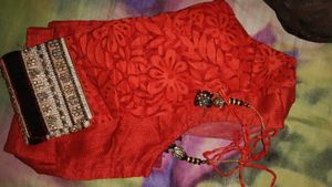 Elegant Burgundy Sequined Saree cococola colour