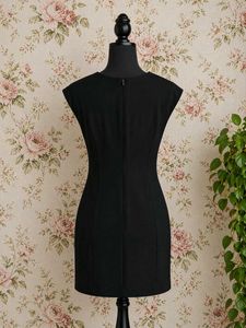 Chic Black Dress with Floral Panel