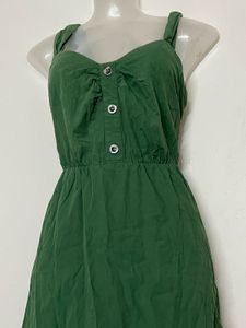 Pintresty Casual Green Button-Front Dress