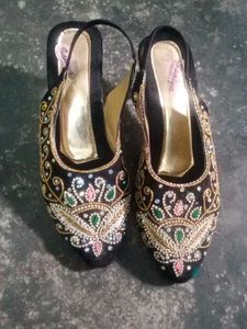 Embroidered Slingback Heels