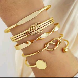 Set of 6 Gold Tone Bracelets