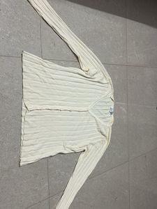 Ribbed Button-Up Cardigan Top