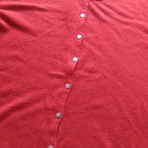 Cozy Red Button-Up Cardigan