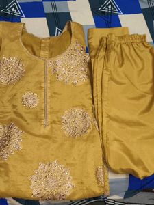 Embroidered Silk dress with pant