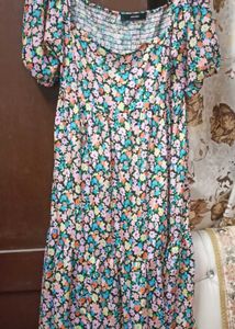 Floral Print Tiered Midi Dress
