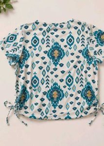 Boho Print Tie-Side T-Shirt