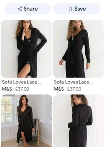 M&amp;S Black Wrap Robe