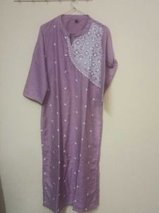 Elegant Lavender Kurta set with White Embroi