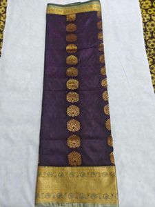 Elegant Purple &amp; Gold Brocade Saree