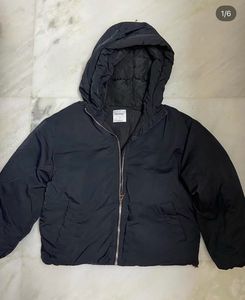 Black Padded Hooded Jacket