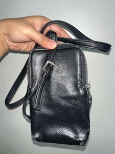 ZARA Mini Chic Black Leather Crossbody Bag