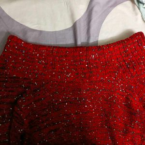 Embellished Red Boatneck Sweater, One Time Used.