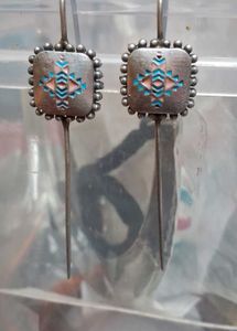 Unique western silver brass bugadi earrings
